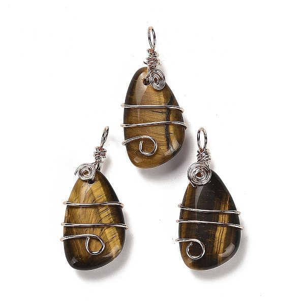 PandaHall Natural Tiger Eye Pendants, Rack Plating Brass Wire Wrapped Gems Teardrop Charms, Cadmium Free & Lead Free, Rose Gold...
PandaHall Natural Tiger Eye Pendants, Rack Plating Brass Wire Wrapped Gems Teardrop Charms, Cadmium Free & Lead Free, Rose Gold...