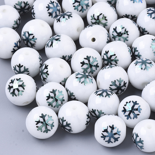 PandaHall Christmas Opaque Glass Beads, Round with Electroplate Snowflake Pattern, Green Plated, 10mm, Hole: 1.2mm Glass Snowflake White
PandaHall Christmas Opaque Glass Beads, Round with Electroplate Snowflake Pattern, Green Plated, 10mm, Hole: 1.2mm Glass Snowflake White