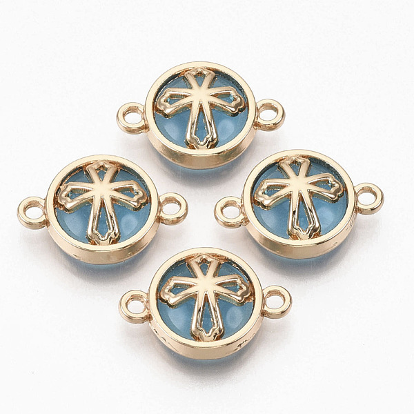 PandaHall Glass Links connectors, with Light Gold Plated Alloy Findings, Flat Round with Cross, Light Sky Blue, 13.5x19.5x5.5mm, Hole: 1.6mm...
PandaHall Glass Links connectors, with Light Gold Plated Alloy Findings, Flat Round with Cross, Light Sky Blue, 13.5x19.5x5.5mm, Hole: 1.6mm...