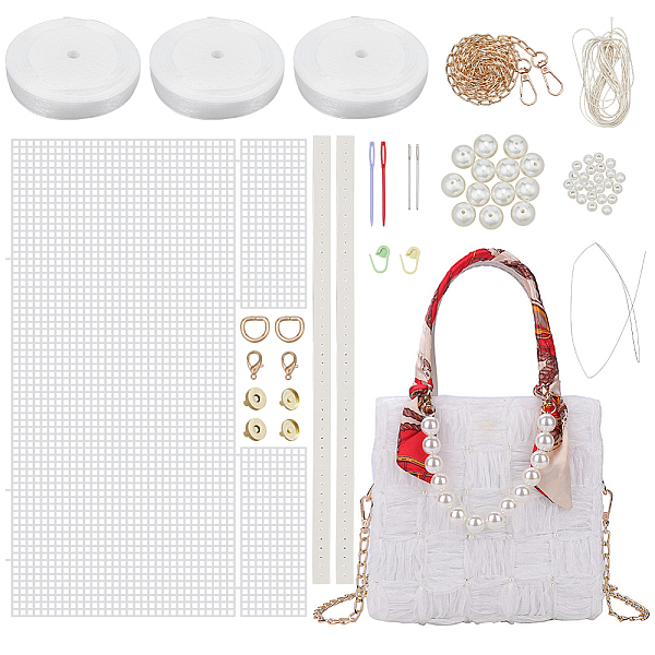 PandaHall DIY Ribbon Knitting Women's Handbag Kits, including Plastic Mesh Canvas Sheets, Shoulder Strap, Bag Handle, Magnetic Clasp, Wax..., White
PandaHall DIY Ribbon Knitting Women's Handbag Kits, including Plastic Mesh Canvas Sheets, Shoulder Strap, Bag Handle, Magnetic Clasp, Wax..., White