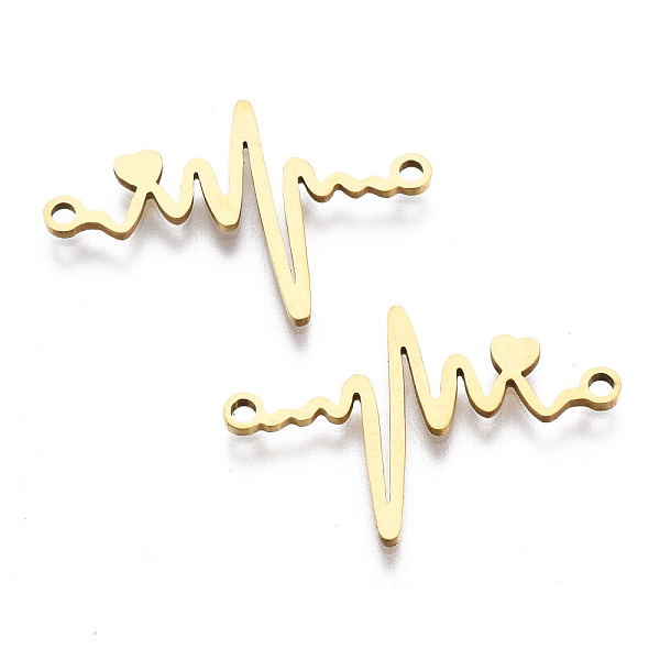 PandaHall 201 Stainless Steel Link Connectors, Laser Cut, Electrocardiograph, Golden, 15.5x23x1mm, Hole: 1.4mm 201 Stainless Steel Others
PandaHall 201 Stainless Steel Link Connectors, Laser Cut, Electrocardiograph, Golden, 15.5x23x1mm, Hole: 1.4mm 201 Stainless Steel Others