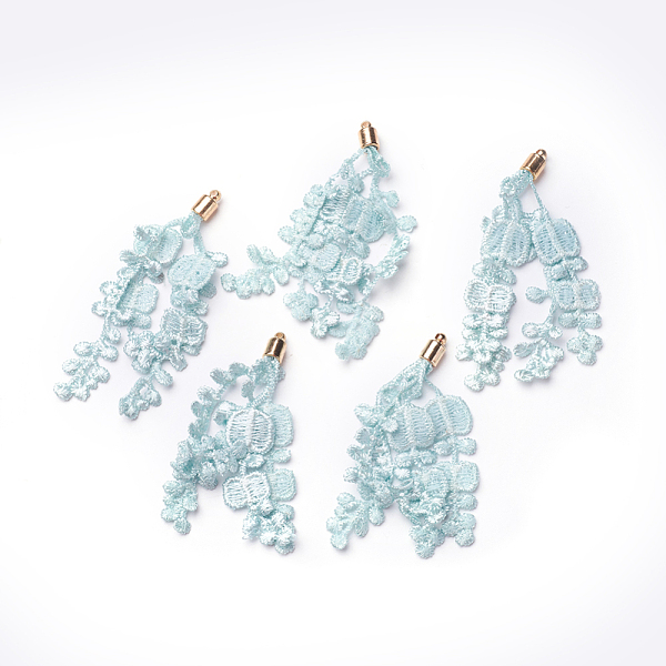 PandaHall CCB Plastic Big Pendants, with Lace, Flower, Golden, Aquamarine, 70~90x6mm, Hole: 1.6mm Cloth Flower Green
PandaHall CCB Plastic Big Pendants, with Lace, Flower, Golden, Aquamarine, 70~90x6mm, Hole: 1.6mm Cloth Flower Green