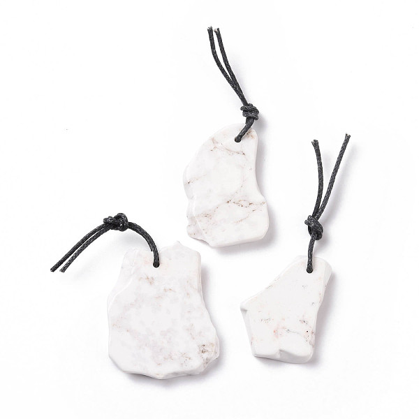 PandaHall Natural Howlite Big Pendants, with Wax Cord, Nuggets, 32~61x22~49x4.5~6mm Howlite Nuggets
PandaHall Natural Howlite Big Pendants, with Wax Cord, Nuggets, 32~61x22~49x4.5~6mm Howlite Nuggets