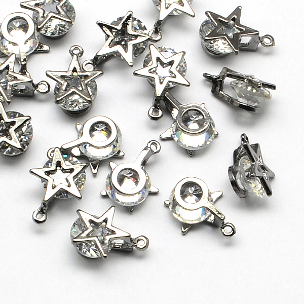 PandaHall Star Alloy Charms, with Cubic Zirconia, Gunmetal, 14x10x6mm, Hole: 1mm Cubic Zirconia Star
PandaHall Star Alloy Charms, with Cubic Zirconia, Gunmetal, 14x10x6mm, Hole: 1mm Cubic Zirconia Star