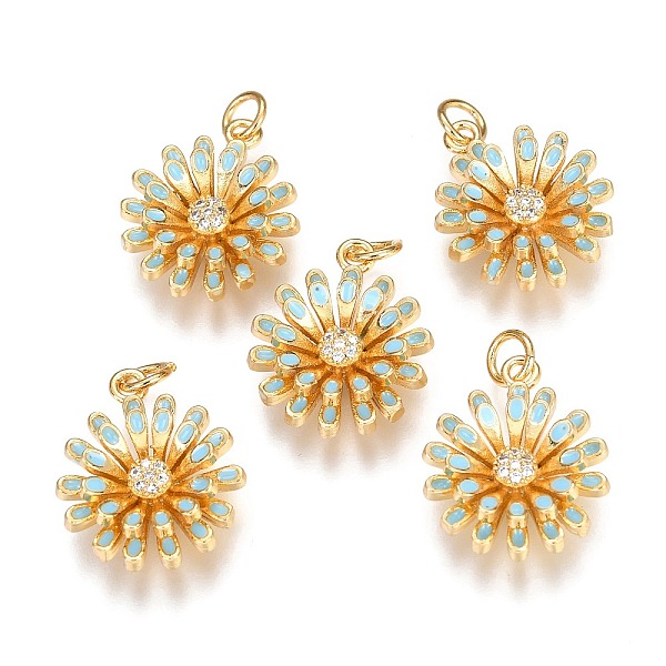PandaHall Brass Micro Pave Clear Cubic Zirconia Pendants, Long-Lasting Plated, with Enamel & Jump Rings, Flower, Real 18K Gold Plated, Aqua..., Cyan
PandaHall Brass Micro Pave Clear Cubic Zirconia Pendants, Long-Lasting Plated, with Enamel & Jump Rings, Flower, Real 18K Gold Plated, Aqua..., Cyan