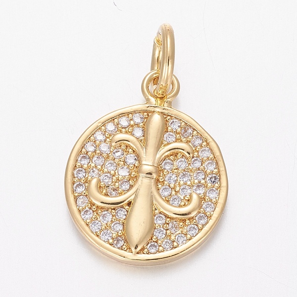 PandaHall Brass Micro Pave Cubic Zirconia Pendants, Flat Round with Fleur De Lis, Clear, Golden, 16x13x2mm, Hole: 4mm Brass+Cubic Zirconia...
PandaHall Brass Micro Pave Cubic Zirconia Pendants, Flat Round with Fleur De Lis, Clear, Golden, 16x13x2mm, Hole: 4mm Brass+Cubic Zirconia...