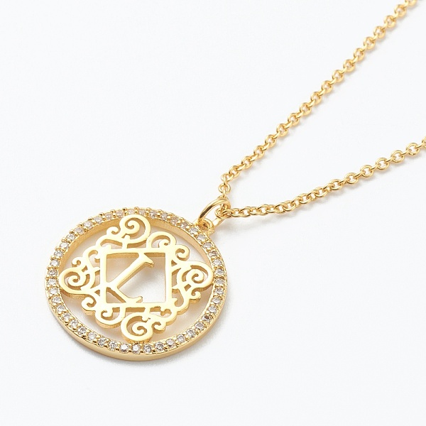 PandaHall Brass Micro Pave Clear Cubic Zirconia Pendant Necklaces, Flat Round with Letter, Real 18K Gold Plated, Letter.L, 16.14~17.20 inch...
PandaHall Brass Micro Pave Clear Cubic Zirconia Pendant Necklaces, Flat Round with Letter, Real 18K Gold Plated, Letter.L, 16.14~17.20 inch...