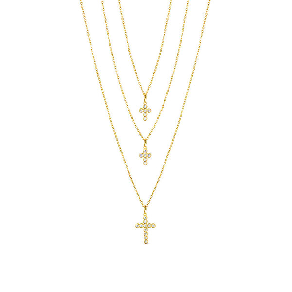 PandaHall SHEGRACE 925 Sterling Silver Tri-Tiered Necklaces, with AAA Cubic Zirconia, with S925 Stamp, Cross, Golden, 18.11 inch(46cm)..., Clear
PandaHall SHEGRACE 925 Sterling Silver Tri-Tiered Necklaces, with AAA Cubic Zirconia, with S925 Stamp, Cross, Golden, 18.11 inch(46cm)..., Clear