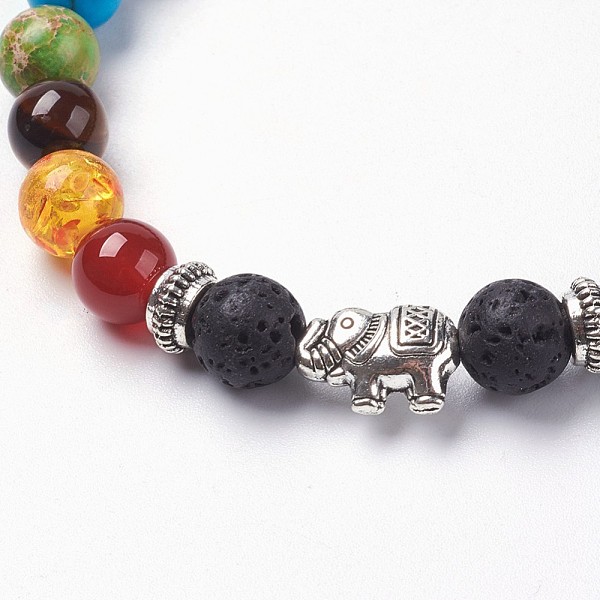 PandaHall Natural Lava Rock Beads Chakra Stretch Bracelets, with Natural & Synthetic Mixed Stone Beads and Alloy Finding, Elephant, Antique...
PandaHall Natural Lava Rock Beads Chakra Stretch Bracelets, with Natural & Synthetic Mixed Stone Beads and Alloy Finding, Elephant, Antique...
