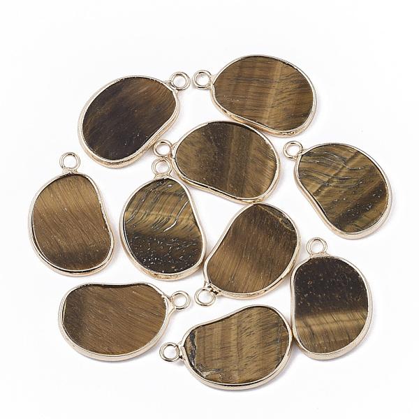 PandaHall Natural Tiger Eye Pendants, with Golden Tone Brass Open Back Bezel, Oval, 25x15.5x2~3mm, Hole: 2mm Tiger Eye Oval
PandaHall Natural Tiger Eye Pendants, with Golden Tone Brass Open Back Bezel, Oval, 25x15.5x2~3mm, Hole: 2mm Tiger Eye Oval