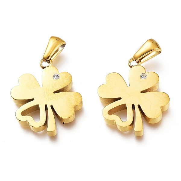 PandaHall Ion Plating(IP) 304 Stainless Steel Pendants, with Crystal Rhinestone, Manual Polishing, Clover, Golden, 22.5x18x3mm, Hole..., Clear
PandaHall Ion Plating(IP) 304 Stainless Steel Pendants, with Crystal Rhinestone, Manual Polishing, Clover, Golden, 22.5x18x3mm, Hole..., Clear