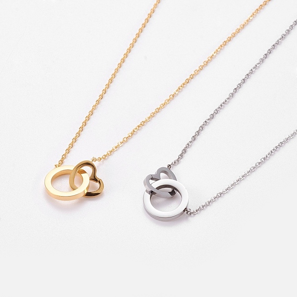 PandaHall 304 Stainless Steel Pendant Necklaces, with Cable Chain and Lobster Claw Clasps, Heart and Ring, Mixed Color, 17.7 inch(45cm) 304...
PandaHall 304 Stainless Steel Pendant Necklaces, with Cable Chain and Lobster Claw Clasps, Heart and Ring, Mixed Color, 17.7 inch(45cm) 304...