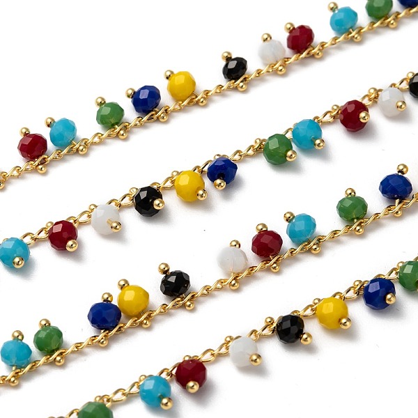 PandaHall 3.28 Feet Handmade Glass Beaded Chains, Soldered, with Brass Findings, Colorful, 7x4mm Brass+Glass
PandaHall 3.28 Feet Handmade Glass Beaded Chains, Soldered, with Brass Findings, Colorful, 7x4mm Brass+Glass
