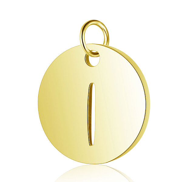 PandaHall 304 Stainless Steel Charms, Flat Round with Letter, Golden, Letter.I, 12x1mm, Hole: 2.5mm 304 Stainless Steel Letter I
PandaHall 304 Stainless Steel Charms, Flat Round with Letter, Golden, Letter.I, 12x1mm, Hole: 2.5mm 304 Stainless Steel Letter I