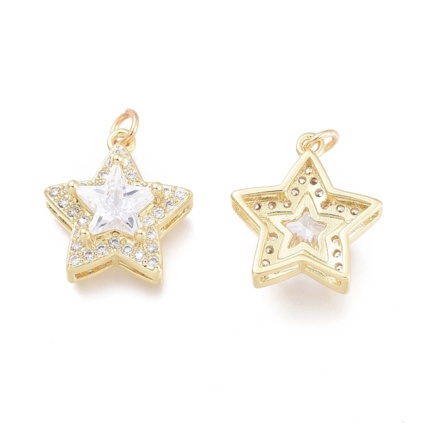 PandaHall Brass Micro Pave Cubic Zirconia Pendants, with Jump Rings, Star, Real 18K Gold Plated, 15x14x6mm, Hole: 1.8mm Brass+Cubic Zirconia..., Clear
PandaHall Brass Micro Pave Cubic Zirconia Pendants, with Jump Rings, Star, Real 18K Gold Plated, 15x14x6mm, Hole: 1.8mm Brass+Cubic Zirconia..., Clear