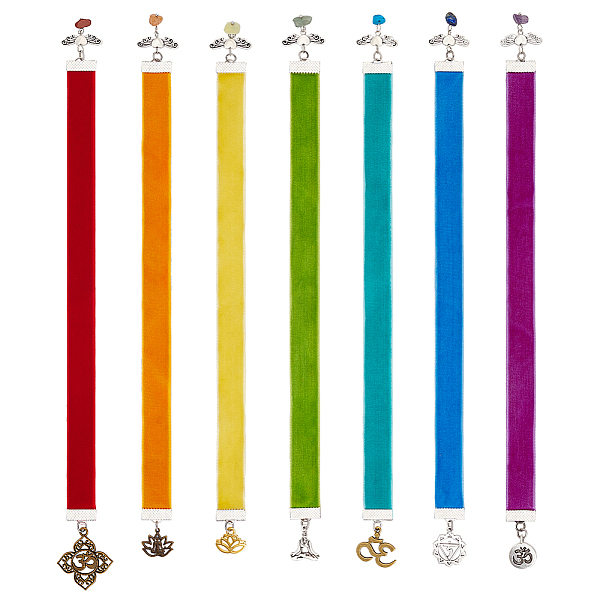 PandaHall Yoga Theme Velvet Ribbon Bookmark, Alloy & Gemstone Chip Heart Wing Pendant Bookmark, Mixed Color, 301~315mm, 7 style, 1pc/style..., Multicolor
PandaHall Yoga Theme Velvet Ribbon Bookmark, Alloy & Gemstone Chip Heart Wing Pendant Bookmark, Mixed Color, 301~315mm, 7 style, 1pc/style..., Multicolor