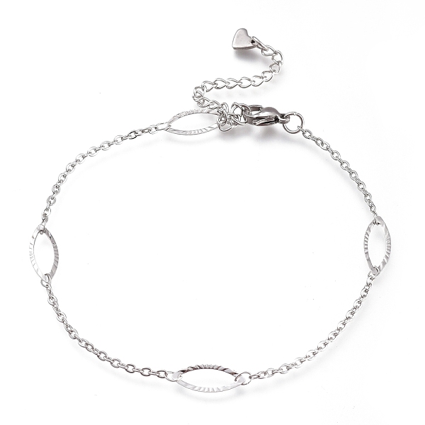 PandaHall 304 Stainless Steel Cable Chain Anklets, with Textured Horse Eye Links and Lobster Claw Clasps, Stainless Steel Color, 8-7/8 inch...
PandaHall 304 Stainless Steel Cable Chain Anklets, with Textured Horse Eye Links and Lobster Claw Clasps, Stainless Steel Color, 8-7/8 inch...