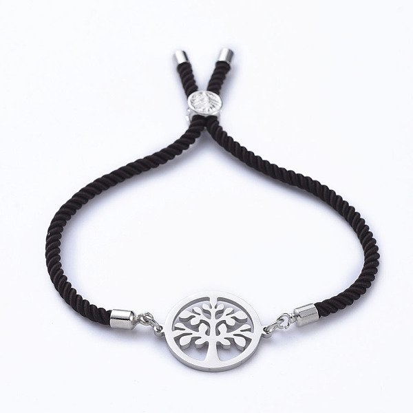 PandaHall Nylon Twisted Cord Bracelets, Slider Bracelets, Bolo Bracelets, with 304 Stainless Steel Links, Flat Round with Life of Tree..., Brown
PandaHall Nylon Twisted Cord Bracelets, Slider Bracelets, Bolo Bracelets, with 304 Stainless Steel Links, Flat Round with Life of Tree..., Brown