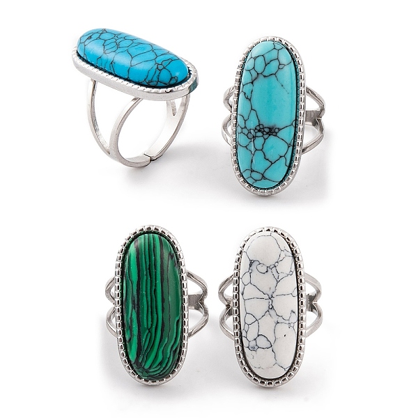 PandaHall Oval 304 Stainless Steel Open Cuff Rings, Synthetic Turquoise & Malachite Rings for Women, Stainless Steel Color, Adjustable Mixed...
PandaHall Oval 304 Stainless Steel Open Cuff Rings, Synthetic Turquoise & Malachite Rings for Women, Stainless Steel Color, Adjustable Mixed...