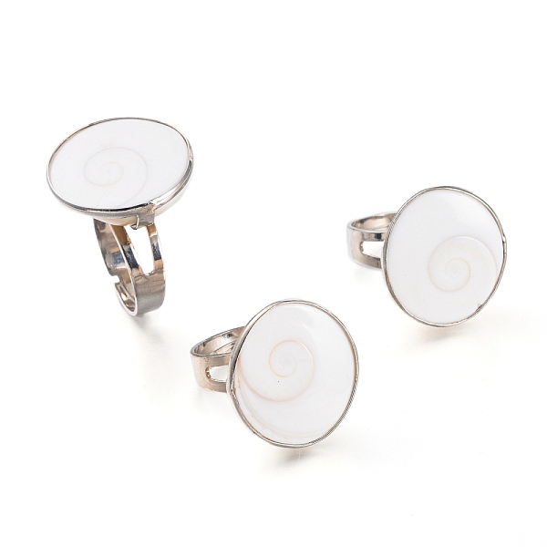 PandaHall Adjustable Brass Cuff Rings, Open Rings, with Natural Shiva Eye Shell, Flat Round, Platinum, US Size 7 1/4(17.5mm) Brass+Shell..., White
PandaHall Adjustable Brass Cuff Rings, Open Rings, with Natural Shiva Eye Shell, Flat Round, Platinum, US Size 7 1/4(17.5mm) Brass+Shell..., White