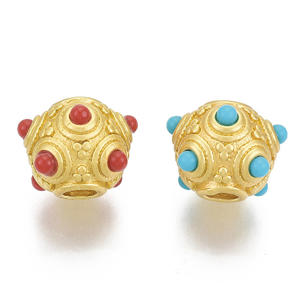 PandaHall Brass Beads, with Resin, Rondelle, Matte Style, Matte Gold Color, Mixed Color, 9x12x12mm, Hole: 3mm Brass+Resin Rondelle..., Multicolor
PandaHall Brass Beads, with Resin, Rondelle, Matte Style, Matte Gold Color, Mixed Color, 9x12x12mm, Hole: 3mm Brass+Resin Rondelle..., Multicolor