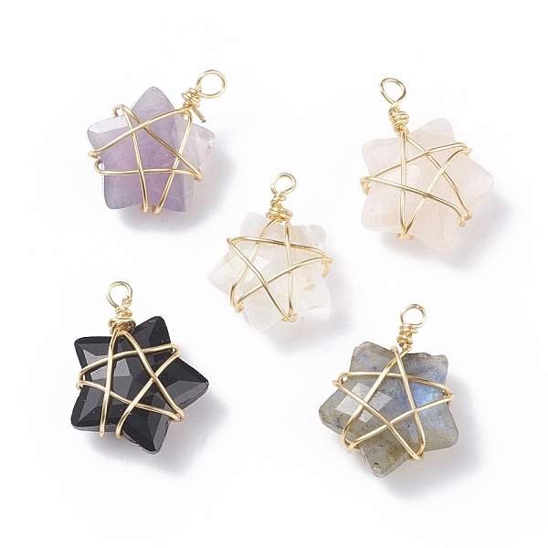 PandaHall Natural Gemstone Pendants, with Copper Wire Wrapped, Star, Light Gold, 18~20x13~15x6.5~7.5mm, Hole: 1.5~2mm Mixed Stone Star
PandaHall Natural Gemstone Pendants, with Copper Wire Wrapped, Star, Light Gold, 18~20x13~15x6.5~7.5mm, Hole: 1.5~2mm Mixed Stone Star