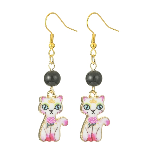 PandaHall Rack Plating Alloy Cat Shape Dangle Earrings, with Acrylic Beaded, Camellia, 56x14.5mm Alloy Cat Shape Pink
PandaHall Rack Plating Alloy Cat Shape Dangle Earrings, with Acrylic Beaded, Camellia, 56x14.5mm Alloy Cat Shape Pink