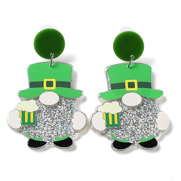 PandaHall Saint Patrick's Day Sparkling Acrylic Dangle Stud Earrings, Gnome, Lime Green, 61x36.5mm Acrylic Gnome
PandaHall Saint Patrick's Day Sparkling Acrylic Dangle Stud Earrings, Gnome, Lime Green, 61x36.5mm Acrylic Gnome