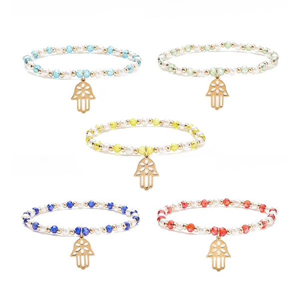 PandaHall Glass Pearl Beaded Stretch Bracelet with 304 Stainless Steel Hamsa Hand Charm for Women, Mixed Color, Inner Diameter: 2-1/8 inch..., Multicolor
PandaHall Glass Pearl Beaded Stretch Bracelet with 304 Stainless Steel Hamsa Hand Charm for Women, Mixed Color, Inner Diameter: 2-1/8 inch..., Multicolor