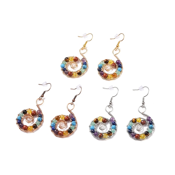 PandaHall 3 Pairs 3 Color Natural & Synthetic Mixed Gemstone Braided Vortex Dangle Earrings, 316 Surgical Stainless Steel Wire Wrap Swirl...
PandaHall 3 Pairs 3 Color Natural & Synthetic Mixed Gemstone Braided Vortex Dangle Earrings, 316 Surgical Stainless Steel Wire Wrap Swirl...