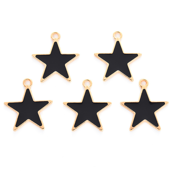 PandaHall Alloy Enamel Pendants, Cadmium Free & Lead Free, Light Gold, Star, Black, 20x18.5x1mm, Hole: 1.6mm Alloy+Enamel Star Black
PandaHall Alloy Enamel Pendants, Cadmium Free & Lead Free, Light Gold, Star, Black, 20x18.5x1mm, Hole: 1.6mm Alloy+Enamel Star Black