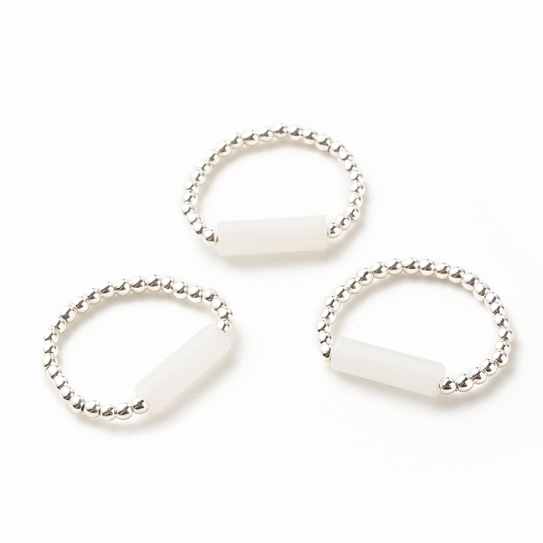 PandaHall Natural White Jade Column Beaded Finger Ring with Synthetic Hematite, Gemstone Jewelry for Women, Platinum, Inner Diameter...
PandaHall Natural White Jade Column Beaded Finger Ring with Synthetic Hematite, Gemstone Jewelry for Women, Platinum, Inner Diameter...