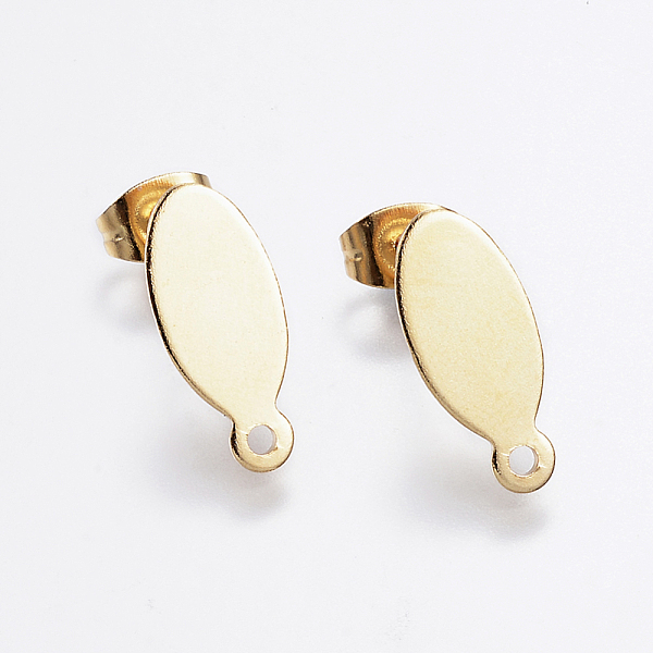 PandaHall 304 Stainless Steel Stud Earring Findings, with Flat Plate, Oval, Golden, 16x7x0.8mm, Pin: 0.8mm 304 Stainless Steel Oval
PandaHall 304 Stainless Steel Stud Earring Findings, with Flat Plate, Oval, Golden, 16x7x0.8mm, Pin: 0.8mm 304 Stainless Steel Oval