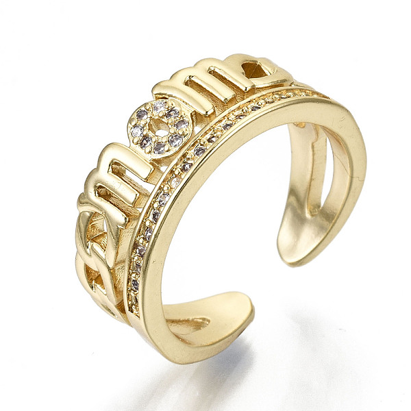 PandaHall Brass Micro Pave Clear Cubic Zirconia Cuff Rings, Open Rings, Mother's Day Gifts, Cadmium Free & Nickel Free & Lead Free, Word Mom...
PandaHall Brass Micro Pave Clear Cubic Zirconia Cuff Rings, Open Rings, Mother's Day Gifts, Cadmium Free & Nickel Free & Lead Free, Word Mom...