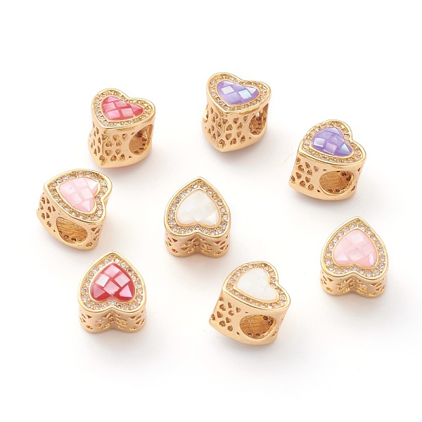 PandaHall Hollow Brass Micro Pave Clear Cubic Zirconia European Beads, with Shell, Golden, Heart, Mixed Color, 9.5x9x9mm, Hole: 5mm Brass..., Multicolor
PandaHall Hollow Brass Micro Pave Clear Cubic Zirconia European Beads, with Shell, Golden, Heart, Mixed Color, 9.5x9x9mm, Hole: 5mm Brass..., Multicolor