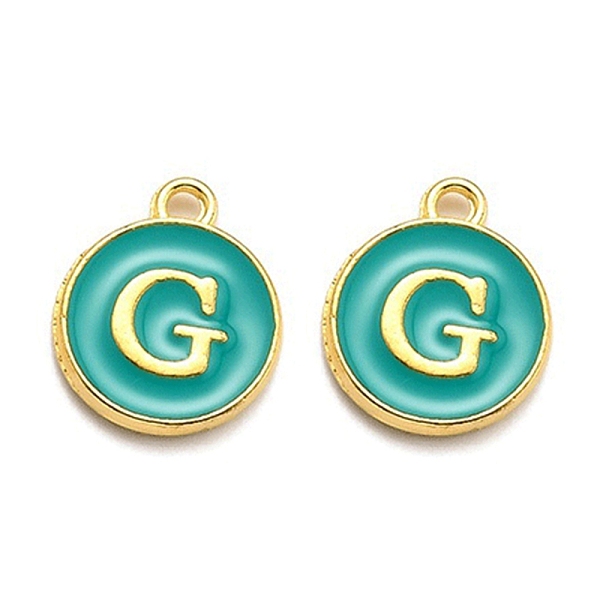 PandaHall Golden Plated Alloy Enamel Charms, Enamelled Sequins, Flat Round with Alphabet, Letter.G, Green, 14x12x2mm, Hole: 1.5mm...
PandaHall Golden Plated Alloy Enamel Charms, Enamelled Sequins, Flat Round with Alphabet, Letter.G, Green, 14x12x2mm, Hole: 1.5mm...