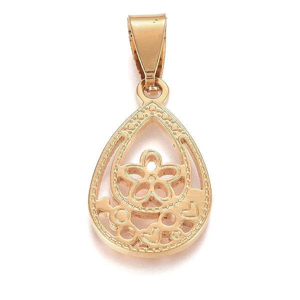 PandaHall 304 Stainless Steel Pendants, teardrop, with Flower, Golden, 22.5x14x1.5mm, Hole: 3.5x8.5mm 304 Stainless Steel Teardrop
PandaHall 304 Stainless Steel Pendants, teardrop, with Flower, Golden, 22.5x14x1.5mm, Hole: 3.5x8.5mm 304 Stainless Steel Teardrop