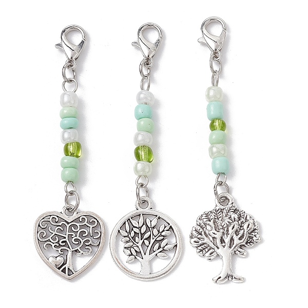 PandaHall Alloy Pendant Decorations, with Glass Seed Beads and Alloy Swivel Lobster Claw Clasps, Heart & Flat Round with Tree of Life...
PandaHall Alloy Pendant Decorations, with Glass Seed Beads and Alloy Swivel Lobster Claw Clasps, Heart & Flat Round with Tree of Life...