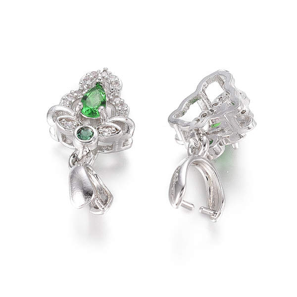 PandaHall Brass Micro Pave Cubic Zirconia Ice Pick Pinch Bails, Long-Lasting Plated, Flower, Platinum, Flower: 12x10.5x6.5mm, Hole: 2x4mm..., Green
PandaHall Brass Micro Pave Cubic Zirconia Ice Pick Pinch Bails, Long-Lasting Plated, Flower, Platinum, Flower: 12x10.5x6.5mm, Hole: 2x4mm..., Green
