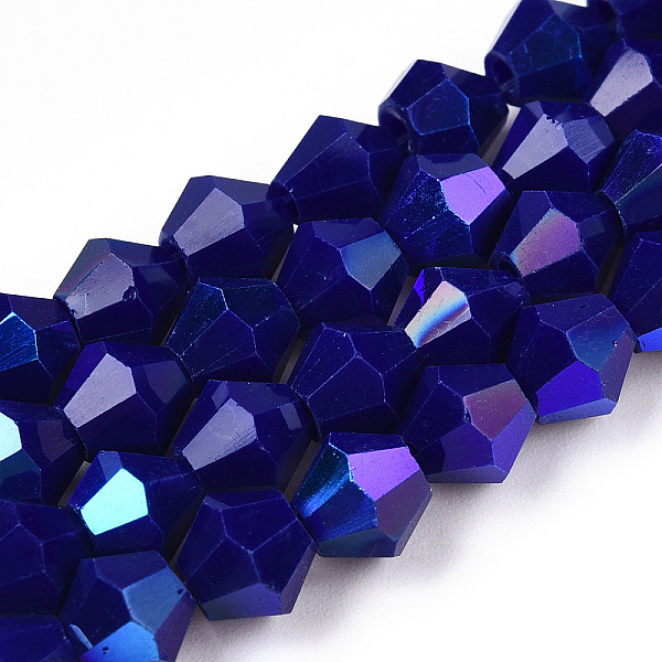 PandaHall Opaque Solid Color Electroplate Glass Beads Strands, AB Color Plated, Faceted, Bicone, Dark Blue, 6x5.5mm, Hole: 1.2mm, about...
PandaHall Opaque Solid Color Electroplate Glass Beads Strands, AB Color Plated, Faceted, Bicone, Dark Blue, 6x5.5mm, Hole: 1.2mm, about...
