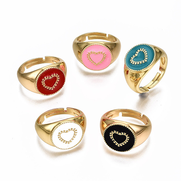 PandaHall Adjustable Brass Enamel Finger Rings, Nickel Free, Flat Round with Heart, Real 16K Gold Plated, Mixed Color, US Size 7 1/4(17.5mm)..., Multicolor
PandaHall Adjustable Brass Enamel Finger Rings, Nickel Free, Flat Round with Heart, Real 16K Gold Plated, Mixed Color, US Size 7 1/4(17.5mm)..., Multicolor