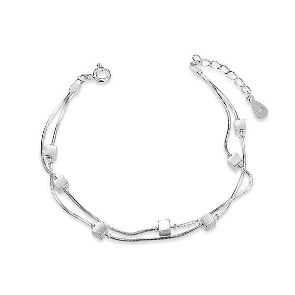 PandaHall SHEGRACE Sparkling Rhodium Plated 925 Sterling Silver Double Layered Bracelet, with Wiredrawing Cube Beads, Platinum, 160mm...
PandaHall SHEGRACE Sparkling Rhodium Plated 925 Sterling Silver Double Layered Bracelet, with Wiredrawing Cube Beads, Platinum, 160mm...