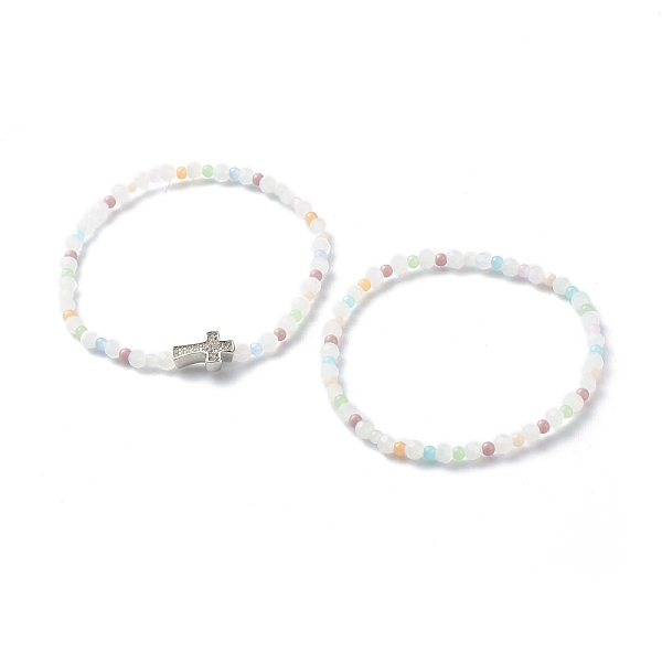 PandaHall Glass Faceted Round Beads Stretch Bracelets, with Brass Micro Pave Cubic Zirconia Cross, Platinum, Inner Diameter: 2-1/4~2-3/8...
PandaHall Glass Faceted Round Beads Stretch Bracelets, with Brass Micro Pave Cubic Zirconia Cross, Platinum, Inner Diameter: 2-1/4~2-3/8...