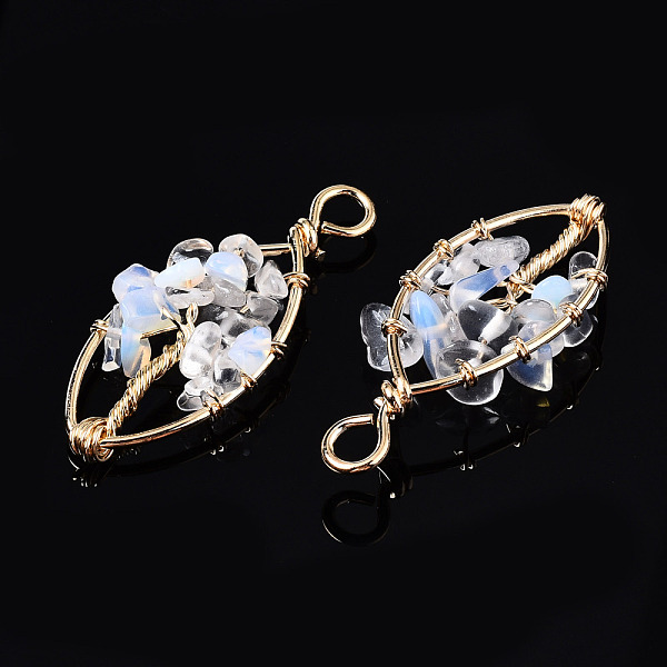 PandaHall Opalite Pendants, Golden Tone Brass Wire Wrapped, Tree, Oval, 40.5~44x17.5~19x6~7.5mm, Hole: 4mm Opalite Oval
PandaHall Opalite Pendants, Golden Tone Brass Wire Wrapped, Tree, Oval, 40.5~44x17.5~19x6~7.5mm, Hole: 4mm Opalite Oval