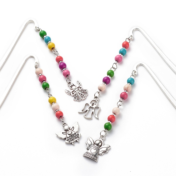 PandaHall Synthetic Dyed Turquoise Beaded Bookmarks, Alloy Angel Pendants Bookmarks, Tibetan Style Hook Book Marker, Antique Silver, 84mm...
PandaHall Synthetic Dyed Turquoise Beaded Bookmarks, Alloy Angel Pendants Bookmarks, Tibetan Style Hook Book Marker, Antique Silver, 84mm...