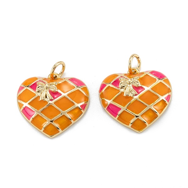PandaHall Brass Enamel Pendants, with Jump Rings, Long-Lasting Plated, Heart with Grid Pattern & Bowknot, Orange Red, Real 18K Gold Plated...
PandaHall Brass Enamel Pendants, with Jump Rings, Long-Lasting Plated, Heart with Grid Pattern & Bowknot, Orange Red, Real 18K Gold Plated...