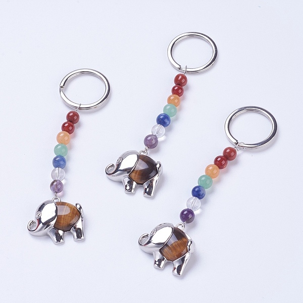 PandaHall Natural Tiger Eye Chakra Keychain, with Mixed Stone and Platinum Plated Brass Key Findings, Elephant, 92mm, Ring: 24x2mm, Bead...
PandaHall Natural Tiger Eye Chakra Keychain, with Mixed Stone and Platinum Plated Brass Key Findings, Elephant, 92mm, Ring: 24x2mm, Bead...