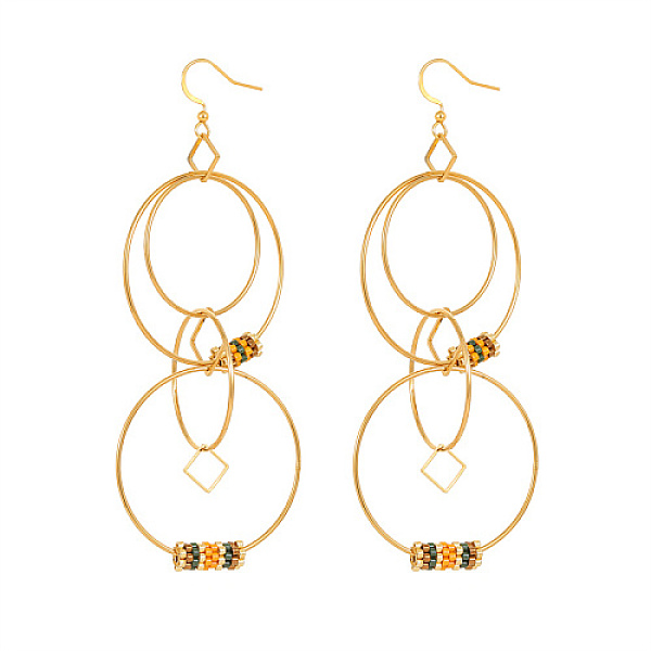 PandaHall Golden 304 Stainless Steel Interlocking Rings Dangle Earrings, with Glass Seed Beaded, Colorful, Ring: 38mm 304 Stainless Steel...
PandaHall Golden 304 Stainless Steel Interlocking Rings Dangle Earrings, with Glass Seed Beaded, Colorful, Ring: 38mm 304 Stainless Steel...