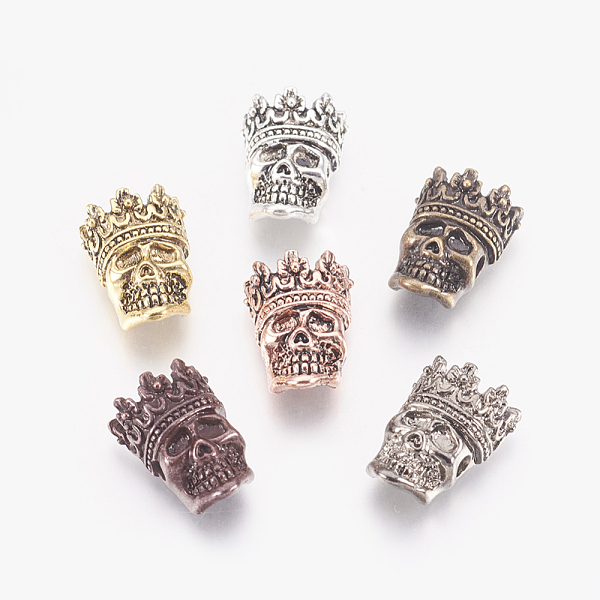 PandaHall Tibetan Style Alloy Beads, Skull with Crown, Mixed Color, 16x12x6mm, Hole: 2mm Alloy Skull Multicolor
PandaHall Tibetan Style Alloy Beads, Skull with Crown, Mixed Color, 16x12x6mm, Hole: 2mm Alloy Skull Multicolor