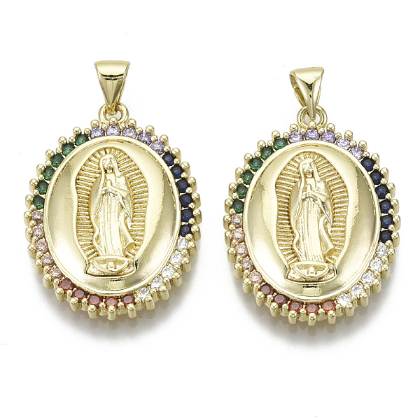 PandaHall Brass Micro Pave Cubic Zirconia Pendants, with Brass Snap on Bails, Nickel Free, Oval with Goddess/Virgin, Real 16K Gold Plated...
PandaHall Brass Micro Pave Cubic Zirconia Pendants, with Brass Snap on Bails, Nickel Free, Oval with Goddess/Virgin, Real 16K Gold Plated...